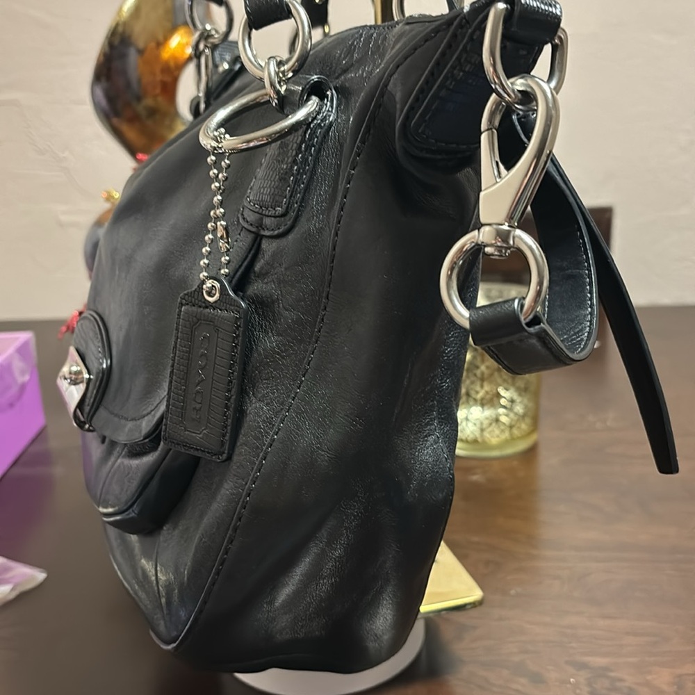 Coach Tote Bag Leather Black Solid Color - image 4